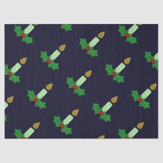 Glitter Christmas Candle Tissue Paper (Front)