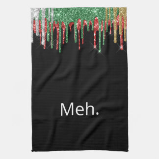 Glitter Christmas Funny Tea Towel