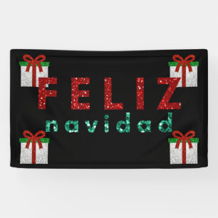 Glitter Christmas Gift Feliz Navidad Banner
