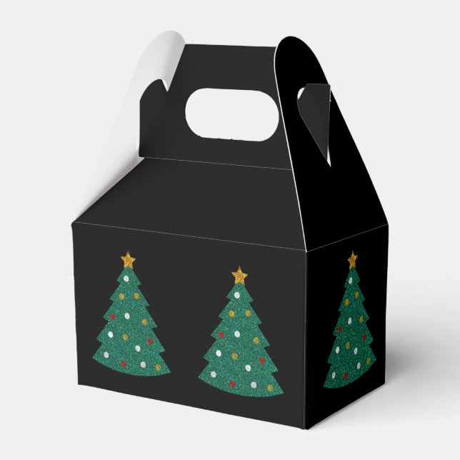 Glitter Christmas Tree Favour Box (Front Side)