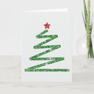 Glitter Christmas tree Holiday Card