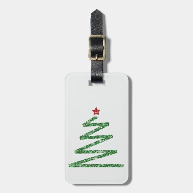 Glitter Christmas tree Luggage Tag (Front Vertical)