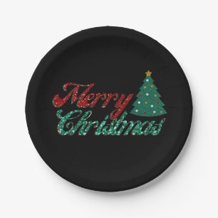 Glitter Christmas Tree Paper Plate