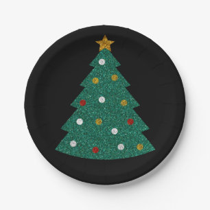 Glitter Christmas Tree Paper Plate