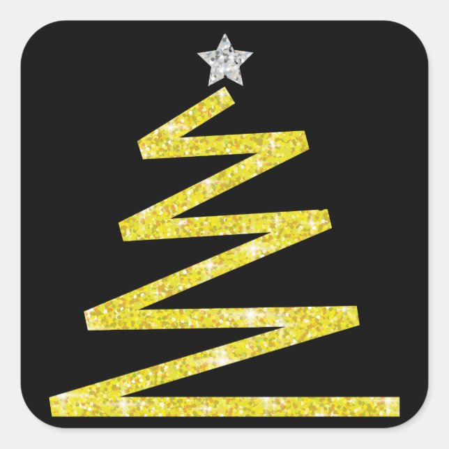 Glitter Christmas tree Square Sticker (Front)