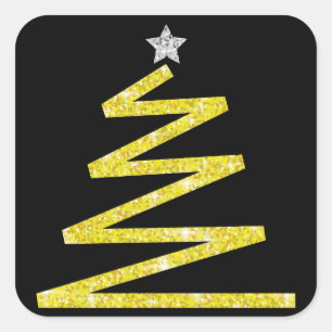 Glitter Christmas tree Square Sticker