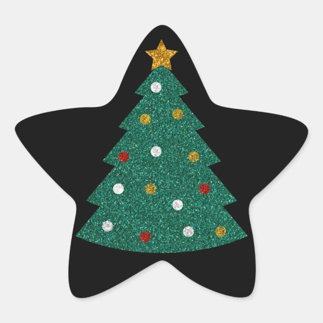 Glitter Christmas Tree Star Sticker (Front)