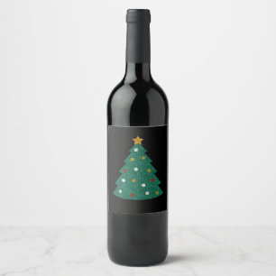 Glitter Christmas Tree Wine Label