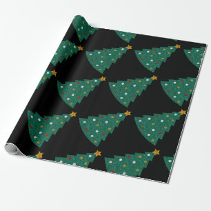 Glitter Christmas Tree Wrapping Paper
