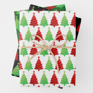 Glitter Christmas Trees Christmas Wrapping Paper Sheet