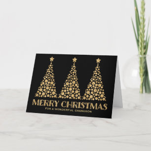 Glitter Christmas Trees Grandson Christmas Holiday Card