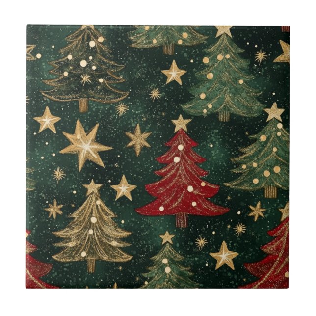 Glitter Christmas Trees & Stars (1) Tile (Front)