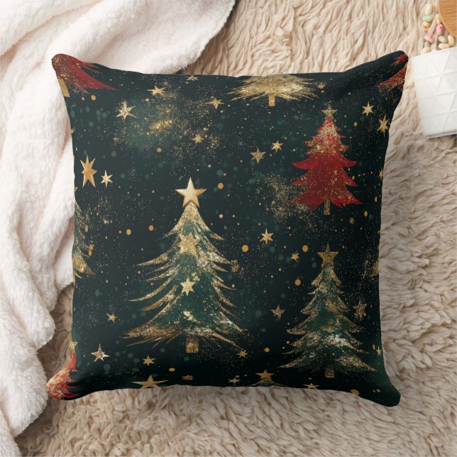 Glitter Christmas Trees & Stars (2) Cushion (Blanket)