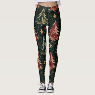 Glitter Christmas Trees & Stars (3) Leggings
