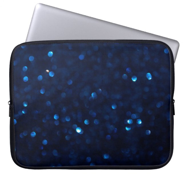 Glitter classic blue lights laptop sleeve (Front)