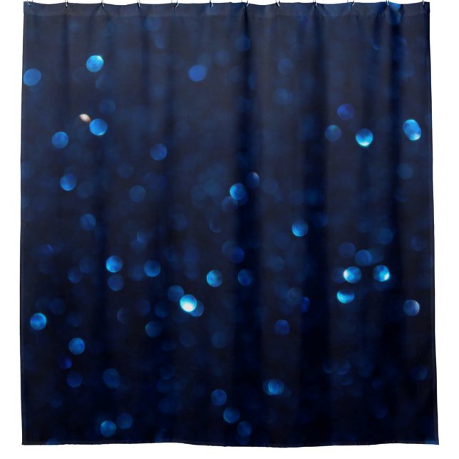 Glitter classic blue lights shower curtain (Front)