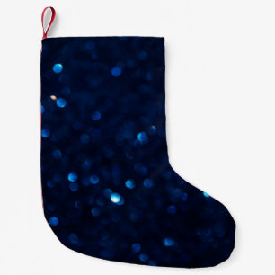 Glitter classic blue lights small christmas stocking
