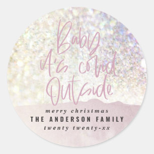 glitter classy baby its covid outside christmas classic round sticker