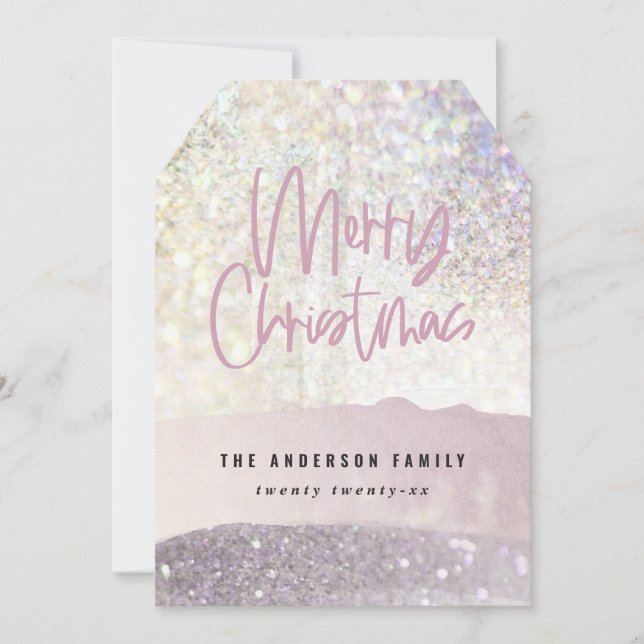 Glitter classy script merry Christmas girly pink (Front)