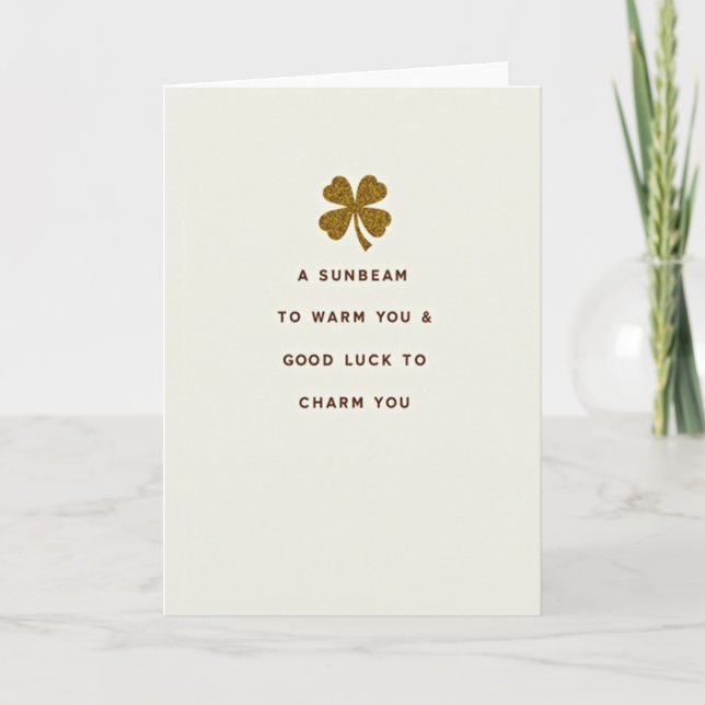 Glitter Clover Good Luck Card (Front)