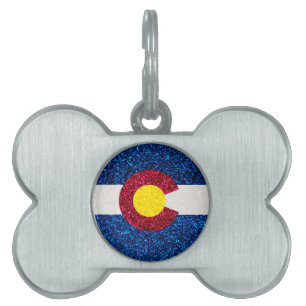 Glitter Colorado flag dog bone tag
