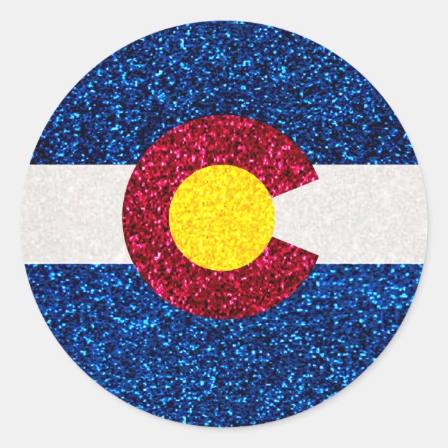 Glitter Colorado flag round stickers (Front)