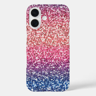 Glitter Colour Pink Blue Ombre iPhone 16 Case