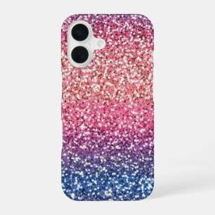 Glitter Colour Pink Blue Ombre iPhone 16 Case