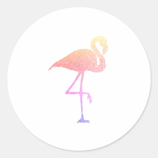 Glitter Colourful Flamingo Classic Round Sticker (Front)