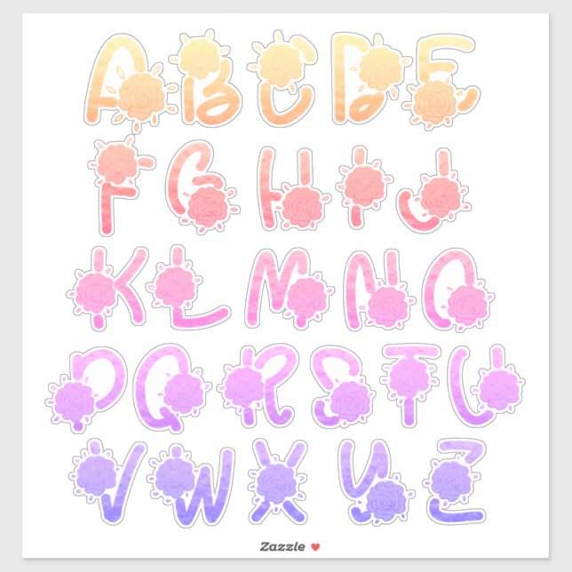 Glitter Colourful Floral Monogram A to Z Letters (Sheet)
