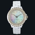 Glitter Colourful Glamourous Pretty Pattern Watch<br><div class="desc">Aesthetic pretty chic bokeh glitter background in beautiful pastel colours,  that you can personalise with your custom monogram and/or name.</div>