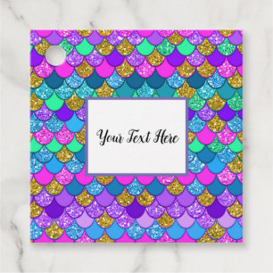 Glitter Colourful Mermaid Birthday Party Favour Tags