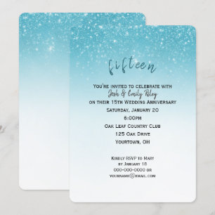 glitter confetti 15th wedding anniversary invitation