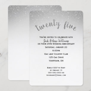 glitter confetti 25th wedding anniversary invitation