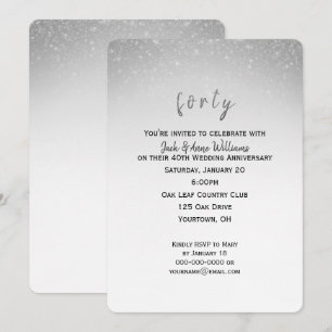 glitter confetti 40th wedding anniversary invitation