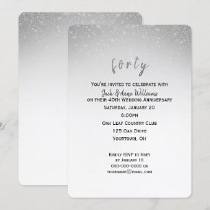 glitter confetti 40th wedding anniversary invitation