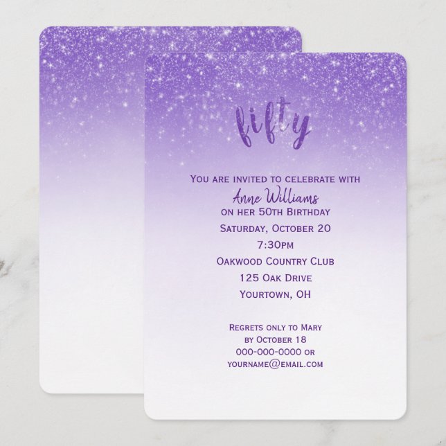 Glitter Confetti 50th Birthday Party Invitation (Front/Back)