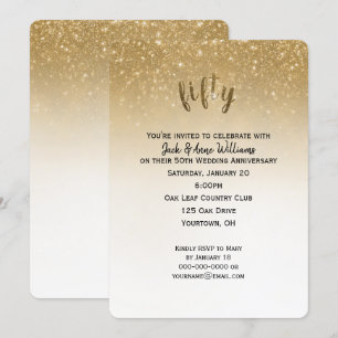 glitter confetti 50th wedding anniversary invitation