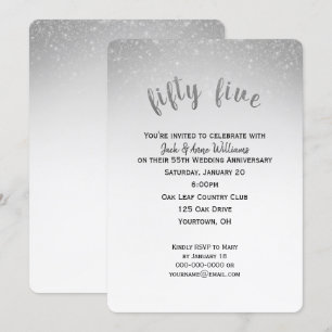 glitter confetti 55th wedding anniversary invitation