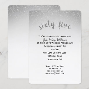 glitter confetti 65th wedding anniversary invitation