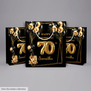 Glitter Confetti 70th Birthday Personalised Medium Gift Bag