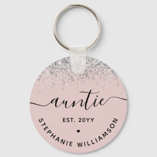 Glitter Confetti Auntie Est Custom New Aunt Gifts Key Ring