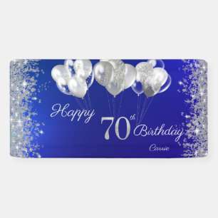 Glitter Confetti Balloons Navy Blue 70th Birthday Banner