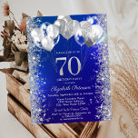 Glitter Confetti Balloons Navy Blue 70th Birthday Invitation<br><div class="desc">A modern,  chic and glamourous glitter confetti,  and balloons on a navy blue background.</div>
