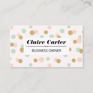 Glitter Confetti Chic Polka Dot Pattern Business Card