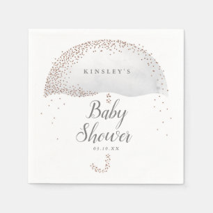 Glitter confetti grey umbrella baby shower napkin