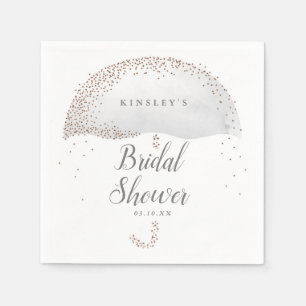 Glitter confetti grey umbrella bridal shower napkin