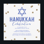 Glitter Confetti Hanukkah Party Invitation<br><div class="desc">Faux rose gold glitter confetti and blue glitter.</div>