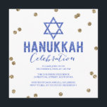 Glitter Confetti Hanukkah Party Invitation<br><div class="desc">Faux rose gold glitter confetti and blue glitter.</div>