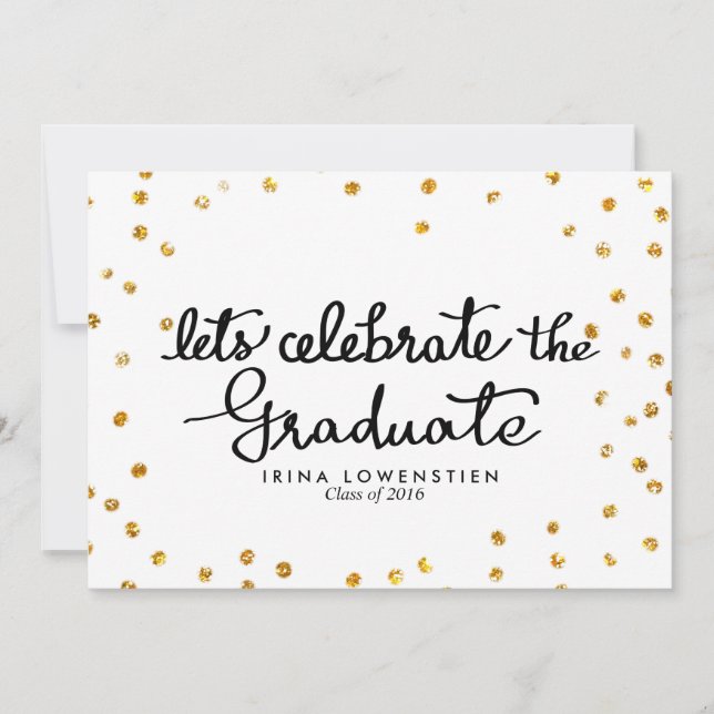 Glitter Confetti Lets Celebrate The Graduate Invitation (Front)